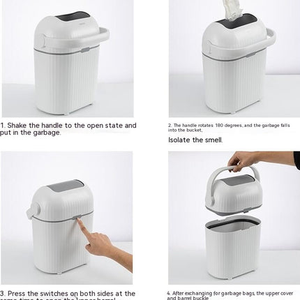 Flip Top Trash Can with Handle Odor Resistant Trash Can Bathroom Bedroom Trash Organizer