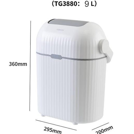 Flip Top Trash Can with Handle Odor Resistant Trash Can Bathroom Bedroom Trash Organizer