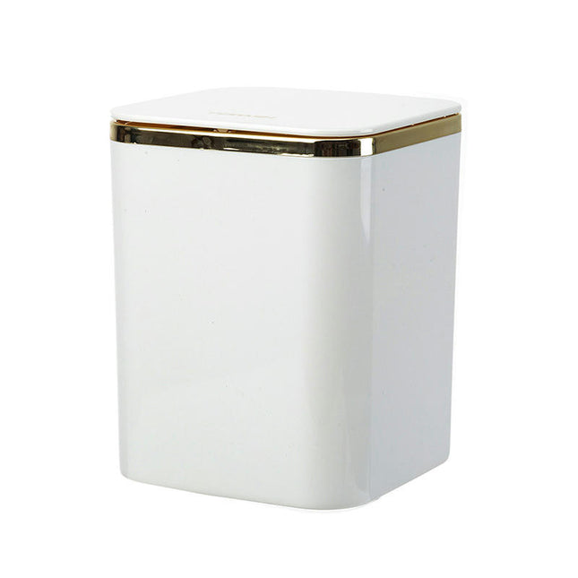 0.5 Gal Mini Desktop Trash Can with Lid, Small Square Countertop Garbage Bin, Plastic Tiny Tabletop Wastebasket