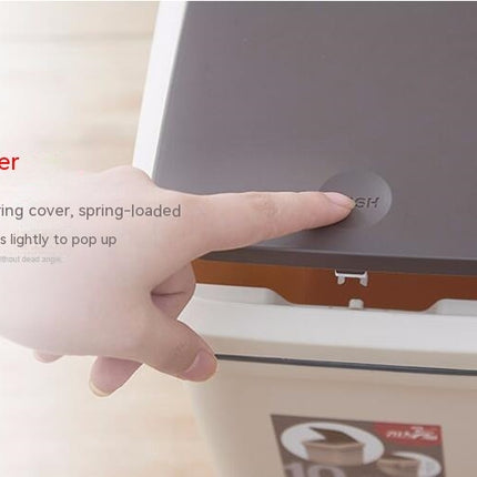 Bathroom Garbage Can with Pop-up Lid,Plastic Trash Bin, Waste Basket for Kitchen Bedroom Office