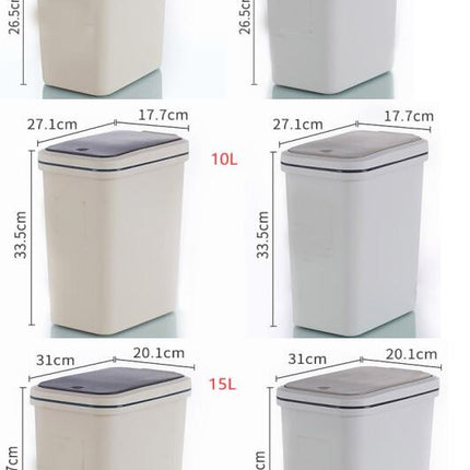Bathroom Garbage Can with Pop-up Lid,Plastic Trash Bin, Waste Basket for Kitchen Bedroom Office