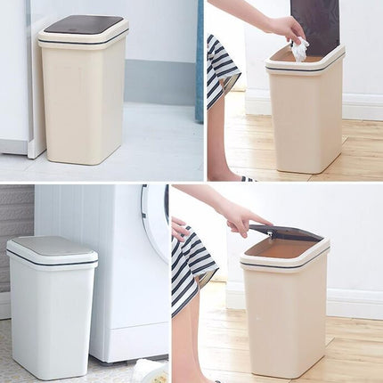 Bathroom Garbage Can with Pop-up Lid,Plastic Trash Bin, Waste Basket for Kitchen Bedroom Office