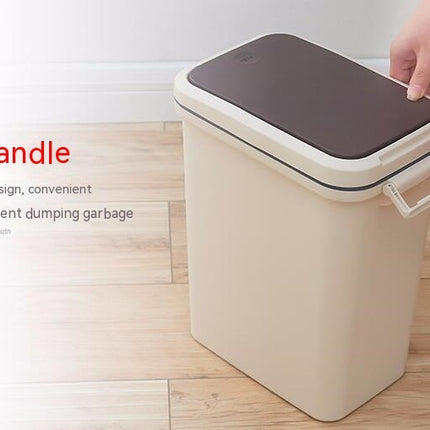 Bathroom Garbage Can with Pop-up Lid,Plastic Trash Bin, Waste Basket for Kitchen Bedroom Office