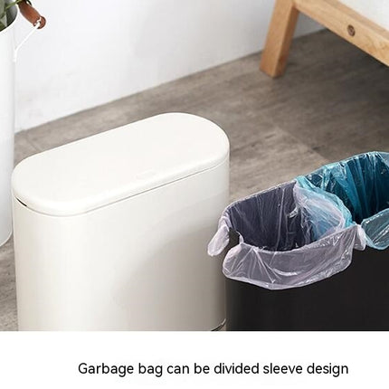 Rectangular Plastic Trash Can Wastebasket with Press Type Lid, for Bedroom Kitchen Craft Room Office