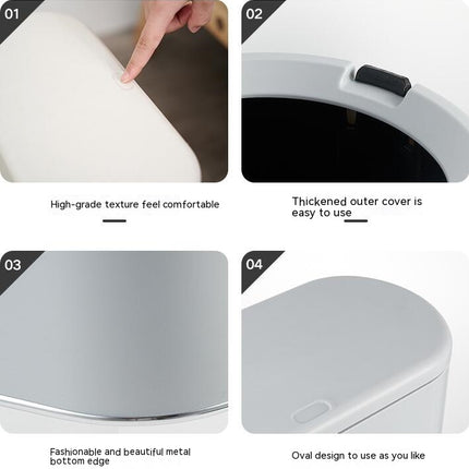 Rectangular Plastic Trash Can Wastebasket with Press Type Lid, for Bedroom Kitchen Craft Room Office