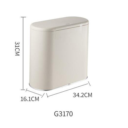 Rectangular Plastic Trash Can Wastebasket with Press Type Lid, for Bedroom Kitchen Craft Room Office