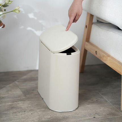 Rectangular Plastic Trash Can Wastebasket with Press Type Lid, for Bedroom Kitchen Craft Room Office