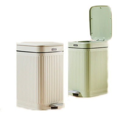 Pedal Trash Can - Plastic Trash Can with Pedal, Lid - Bathroom, Kitchen and Office Household Trash Can