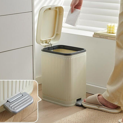 Pedal Trash Can - Plastic Trash Can with Pedal, Lid - Bathroom, Kitchen and Office Household Trash Can