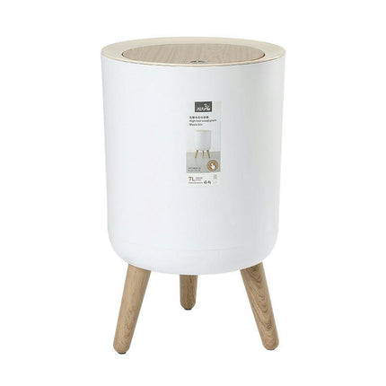 Round Trash Can with Lid,Garbage Bin with Push Button, Modern Waste Basket for Bedroom Bathroom Living Room Office