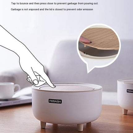 Round Trash Can with Lid,Garbage Bin with Push Button, Modern Waste Basket for Bedroom Bathroom Living Room Office