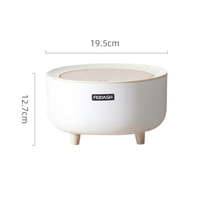 Round Trash Can with Lid,Garbage Bin with Push Button, Modern Waste Basket for Bedroom Bathroom Living Room Office