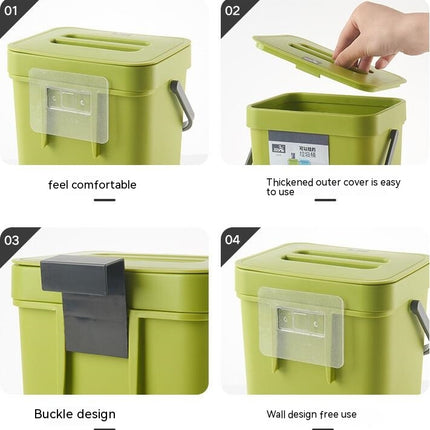 Kitchen Compost Bin, Hanging Trash Can with Lid for  Cabinet Door, Under Sink, Waste basket in bathroom