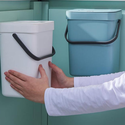 Kitchen Compost Bin, Hanging Trash Can with Lid for  Cabinet Door, Under Sink, Waste basket in bathroom