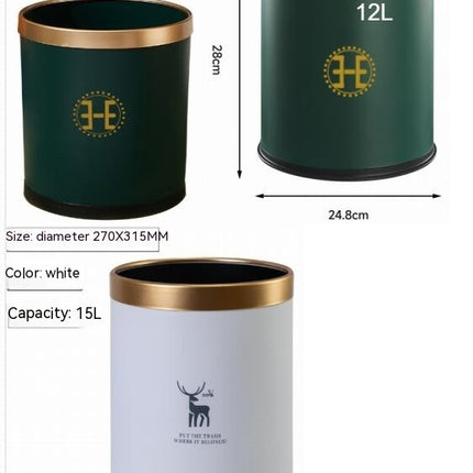 Round Household Double Bin Trash Can Living Room Bedroom Bathroom Printed Plastic Bin