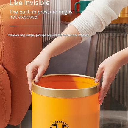Round Household Double Bin Trash Can Living Room Bedroom Bathroom Printed Plastic Bin