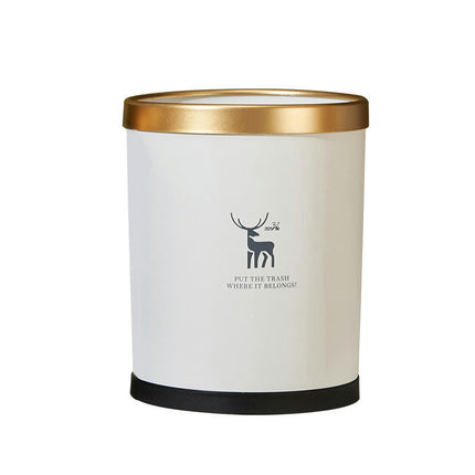Round Household Double Bin Trash Can Living Room Bedroom Bathroom Printed Plastic Bin