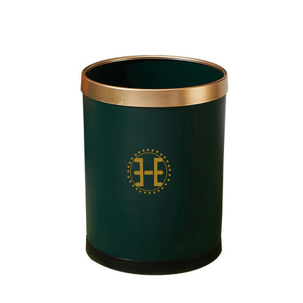 Round Household Double Bin Trash Can Living Room Bedroom Bathroom Printed Plastic Bin