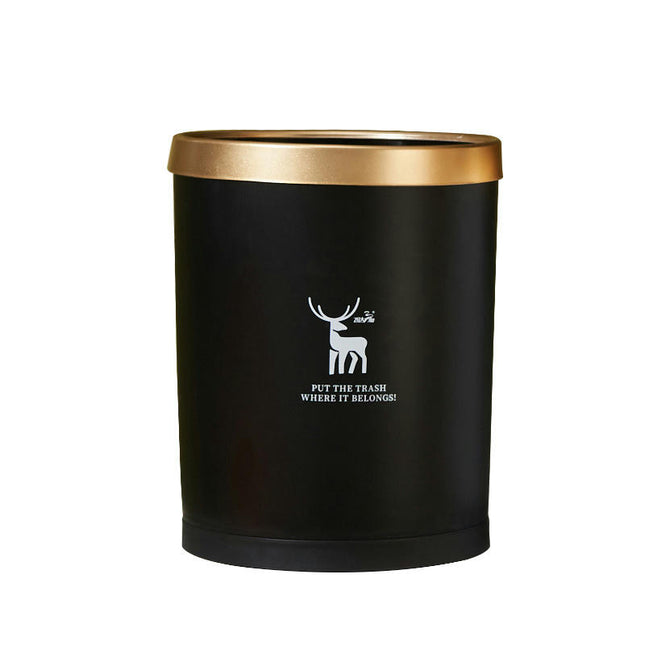 Round Household Double Bin Trash Can Living Room Bedroom Bathroom Printed Plastic Bin