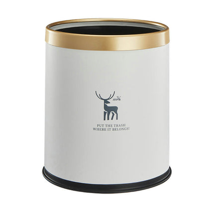 Round Household Double Bin Trash Can Living Room Bedroom Bathroom Printed Plastic Bin