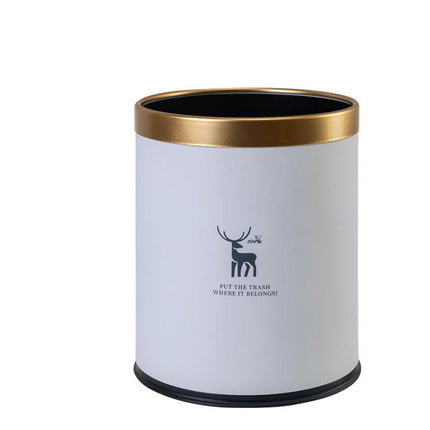 Round Household Double Bin Trash Can Living Room Bedroom Bathroom Printed Plastic Bin