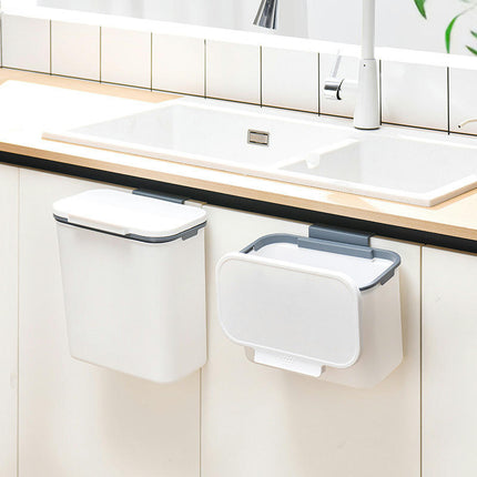 Kitchen Compost Bin, Hanging Kitchen Cabinet Door Cupboard Bins with Lid or Wall Sticking Bathroom Trash Can