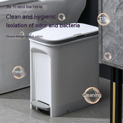 Bathroom Trash Can Living Room Kitchen Dual Purpose Push Down Footed Narrow Slit Paper Basket with Lid