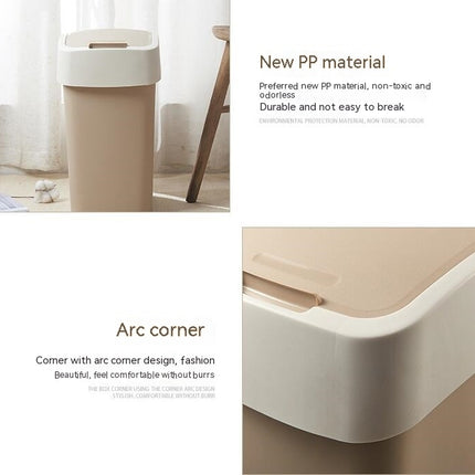 Premium Wastebasket Square Flip Kitchen Living Room Bathroom Wastebasket 25 Liters