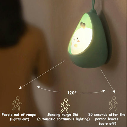 Night Light with Sensor Control cute animal Human Induction lamp For Kids Bedroom USB Rechargeable Silicone LED wall lights