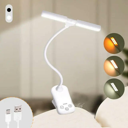 14 LED Clip On Book Light 3 Colors 8 Brightness Usb Rechargeable Night Light Portable Reading Light Book Lamp Mini Desk Lamp