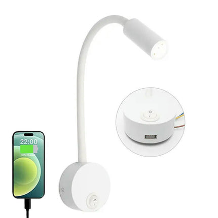 Bronze 3W LED Reading Light Black White Silver Gooseneck Wall Lamp for Bed Headboard Desk 4000K Bedside Switch LED Night Lamp