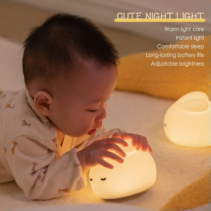 Night Light Bunny Touch Lights Cute Room Decor LED Dimming Atmosphere Rechargeable Baby Bedside Table Lamp for Kid