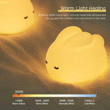 Night Light Bunny Touch Lights Cute Room Decor LED Dimming Atmosphere Rechargeable Baby Bedside Table Lamp for Kid