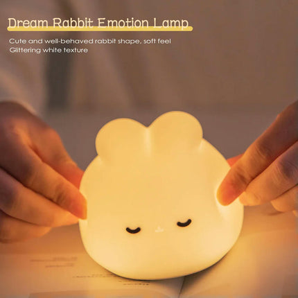 Night Light Bunny Touch Lights Cute Room Decor LED Dimming Atmosphere Rechargeable Baby Bedside Table Lamp for Kid