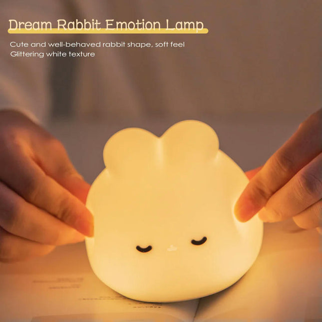 Night Light Bunny Touch Lights Cute Room Decor LED Dimming Atmosphere Rechargeable Baby Bedside Table Lamp for Kid