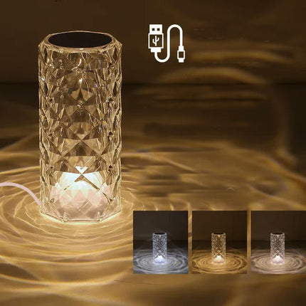 Crystal Table Lamp for Bedroom 16 Colors Touch/Remote Dimmable Night Light USB LED Bedside Diamond Rose Lamp