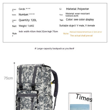 Outdoor Backpack,Large Capacity Waterproof Camouflage Mountaineering Bag, Travel Hiking Backpack