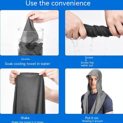 Hooded Pullover Towel Beach Camping Gym Quick Dry Sports Cool Towel Headband