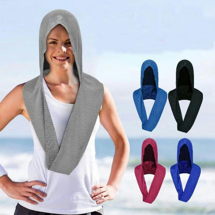 Hooded Pullover Towel Beach Camping Gym Quick Dry Sports Cool Towel Headband