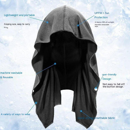Cooling Hoodie Towel, Quick Drying Absorbent Cooling Towels for Neck and Face, UV Sun Protection Cooling Neck Wraps