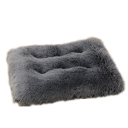 Fluffy Calming Dog Bed Washable Dog Crate Mat Plush Rectangle Pet Bed with Anti-Slip Backing
