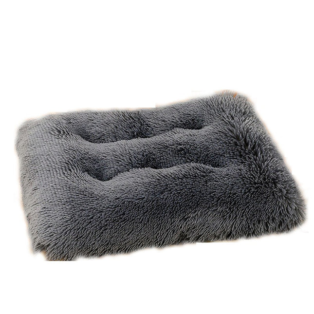 Fluffy Calming Dog Bed Washable Dog Crate Mat Plush Rectangle Pet Bed with Anti-Slip Backing