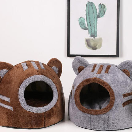 Indoor Cat Bed for Cats - Washable Bear Head Cat Bed Cave, Soft Plush Non-Warping Pet Bed