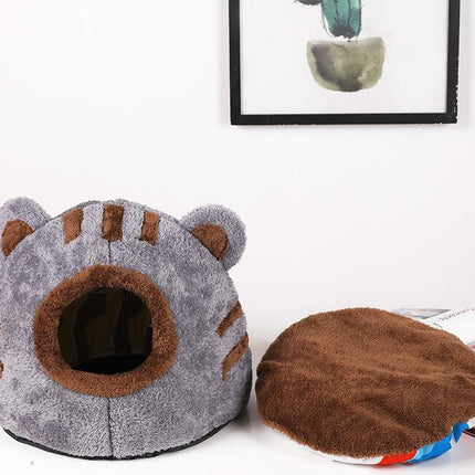 Indoor Cat Bed for Cats - Washable Bear Head Cat Bed Cave, Soft Plush Non-Warping Pet Bed