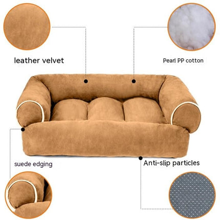 Large Washable Pet Sofa Bed with Removable Washable Cover Non-Slip Bottom Foam Pet Sofa Bed