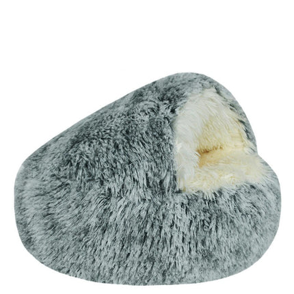 Small Dog Bed & Cat Bed, Round Donut Calming Cat Beds, Anti-Anxiety Cave Bed with Hooded Blanket