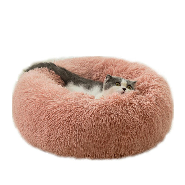 Original Calming Donut Dog and Cat Bed, Extra Long Plush with Non-Slip Bottom Removable and Washable 1