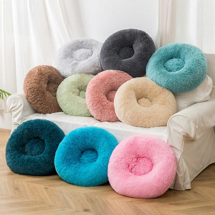 Original Calming Donut Dog and Cat Bed, Extra Long Plush with Non-Slip Bottom Removable and Washable 1