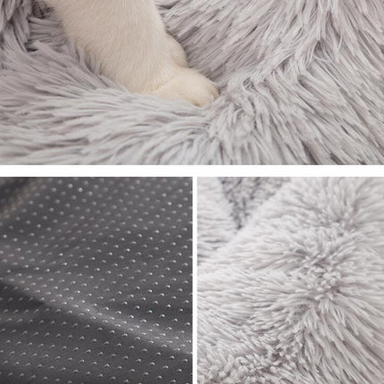 Original Calming Donut Dog and Cat Bed, Extra Long Plush with Non-Slip Bottom Removable and Washable 1