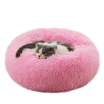 Original Calming Donut Dog and Cat Bed, Extra Long Plush with Non-Slip Bottom Removable and Washable 1